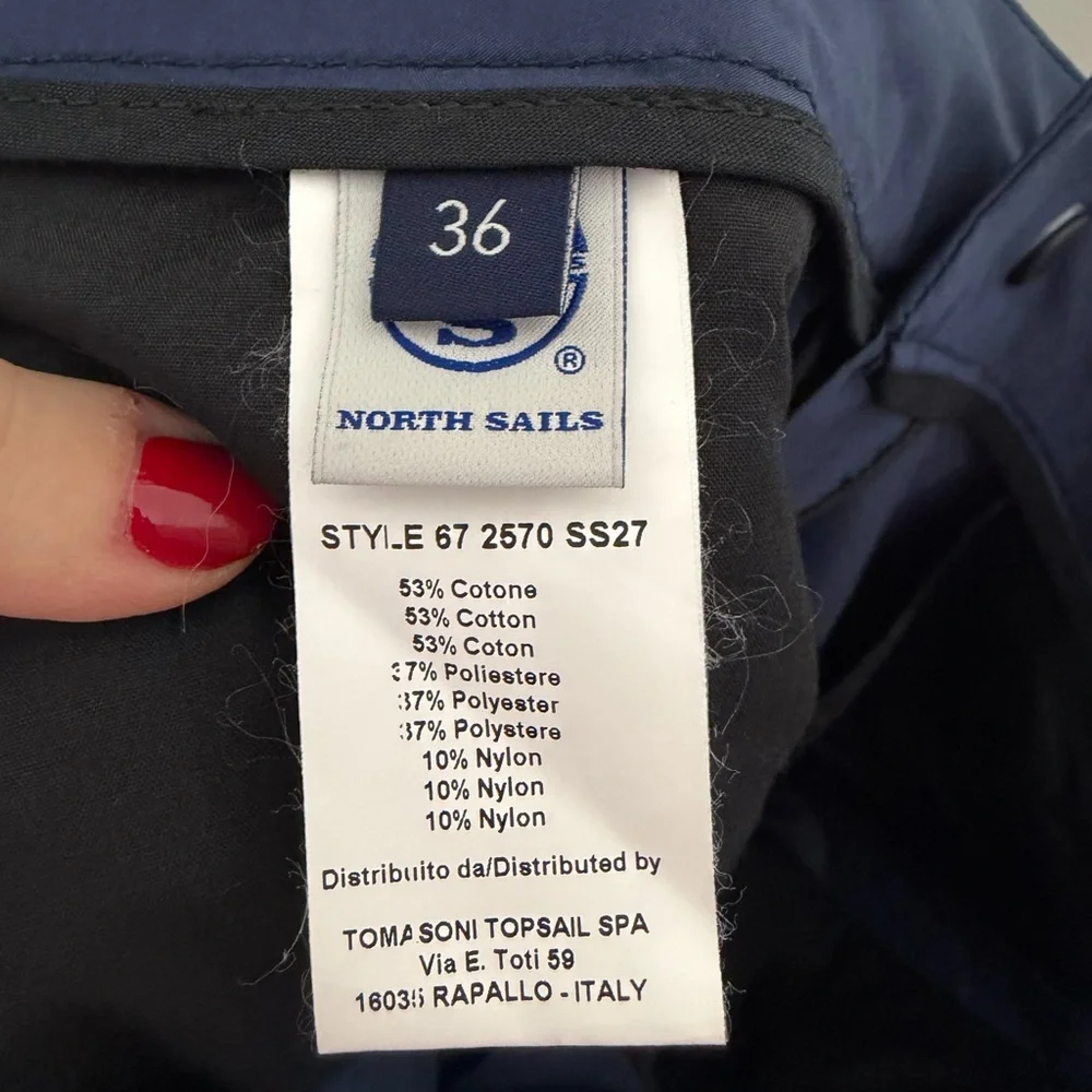 North Sails North Tech Performance Pants Navy Blue Zipper Pocket Slim Leg